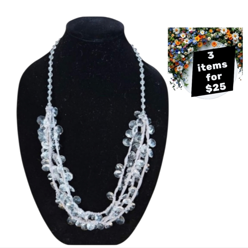 Chico's Sun Catcher Beaded Statment Elegant Crystal Beaded Necklace